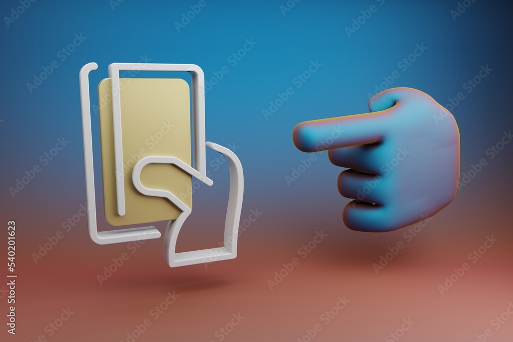 Fototapete Beautiful illustrations abstract Hand index finger points to Creadit Card Payment symbol icon on a multicolor bright background. 3d rendering illustration. Background pattern for design.