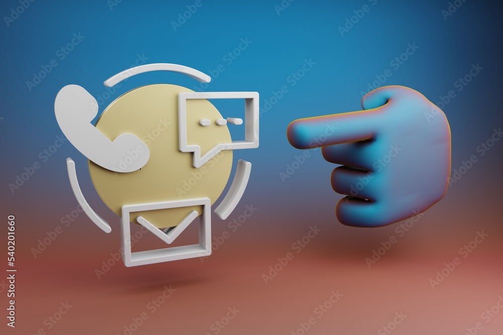 Fototapete beautiful illustrations abstract hand index finger points to customer support symbol icon on a multi