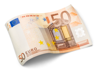 150 Euro banknote on white background