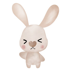 Cute brown baby bunny rabbit watercolor Cute emoji brown bunny face 