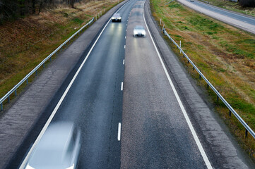 traffic on highway in autumn