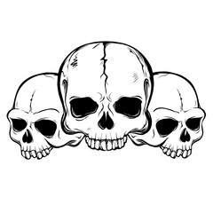 three skull set isolated in white background