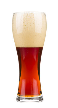Red beer with bubbles foam in a glass