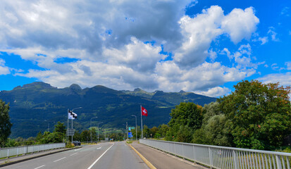 Grenzübergang Liechtenstein-Schweiz bei CH-Sevelen SG 