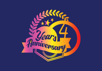 4 years anniversary logo and sticker design template