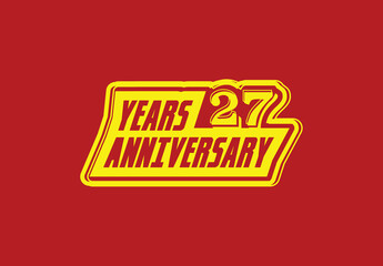 27 years anniversary logo and sticker design template