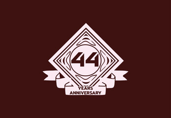 44 years anniversary logo and sticker design template