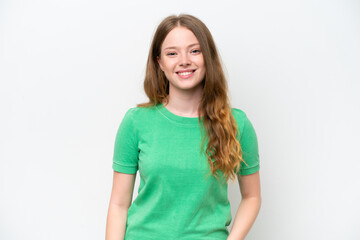 Young pretty woman isolated on white background laughing