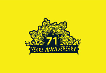 Fototapeta premium 71 years anniversary logo and sticker design template