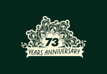 73 years anniversary logo and sticker design template