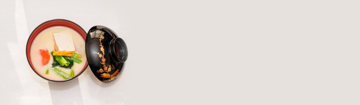 Japanese traditional new year's lucky food named Ozoni in winter Japan