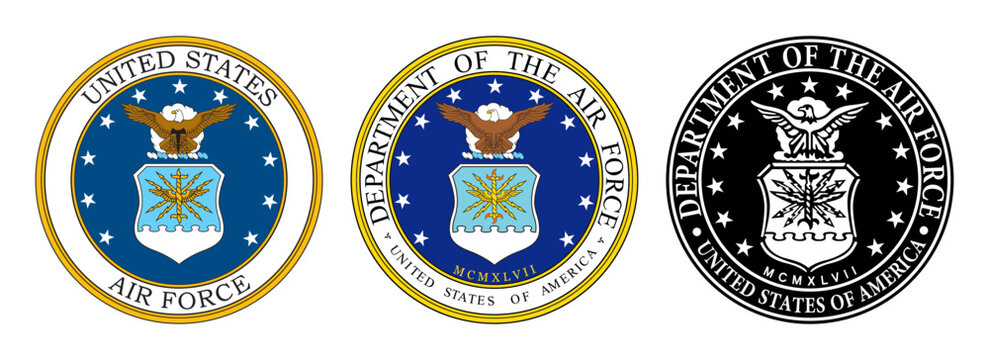Vector logo of the United States Air Force. Seal of the Department of the Air Force. Black and white stamp