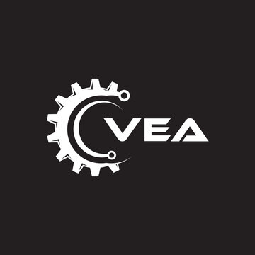 VEA letter technology logo design on black background. VEA creative initials letter IT logo concept. VEA setting shape design.
