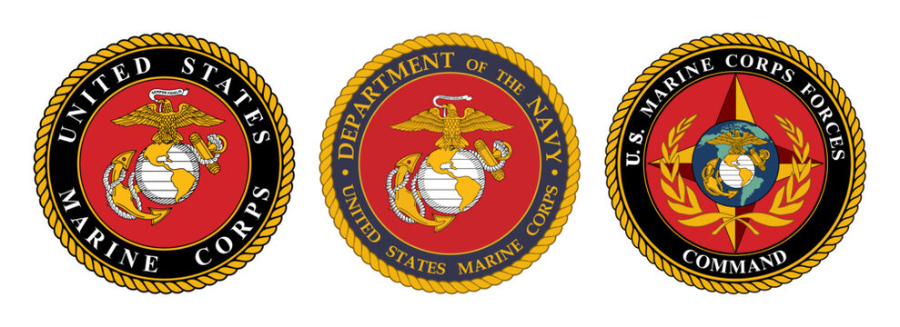 Vector seal of the United States Marine Corps. Department of the Navy US Marine Corps. US Marine Corps Forces Command logo