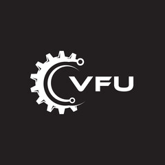 VFU letter technology logo design on black background. VFU creative initials letter IT logo concept. VFU setting shape design.

