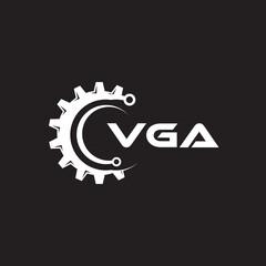 VGA letter technology logo design on black background. VGA creative initials letter IT logo concept. VGA setting shape design.
