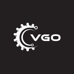 VGO letter technology logo design on black background. VGO creative initials letter IT logo concept. VGO setting shape design.
