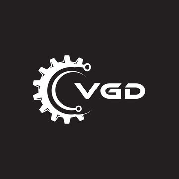 VGD letter technology logo design on black background. VGD creative initials letter IT logo concept. VGD setting shape design.
