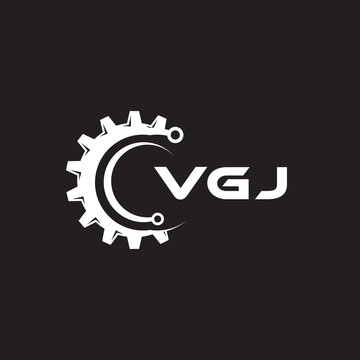 VGJ letter technology logo design on black background. VGJ creative initials letter IT logo concept. VGJ setting shape design.
