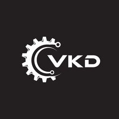 Fototapeta na wymiar VKD letter technology logo design on black background. VKD creative initials letter IT logo concept. VKD setting shape design. 