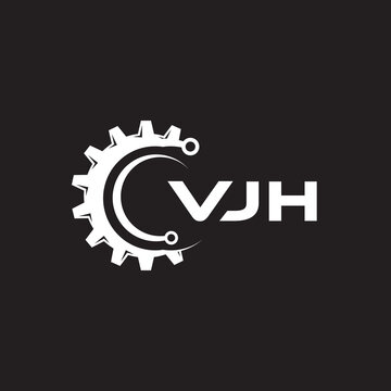 VJH letter technology logo design on black background. VJH creative initials letter IT logo concept. VJH setting shape design.
