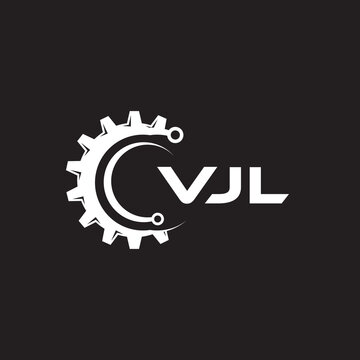 VJL letter technology logo design on black background. VJL creative initials letter IT logo concept. VJL setting shape design.
