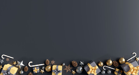 Christmas background with christmas decoration - 3d rendering - 540209643