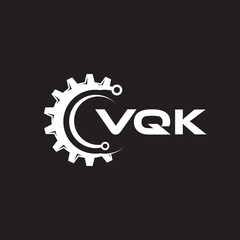 VQK letter technology logo design on black background. VQK creative initials letter IT logo concept. VQK setting shape design.
