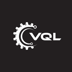 VQL letter technology logo design on black background. VQL creative initials letter IT logo concept. VQL setting shape design.
