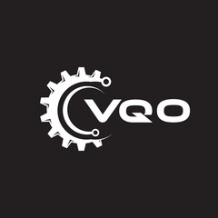 VQO letter technology logo design on black background. VQO creative initials letter IT logo concept. VQO setting shape design.
