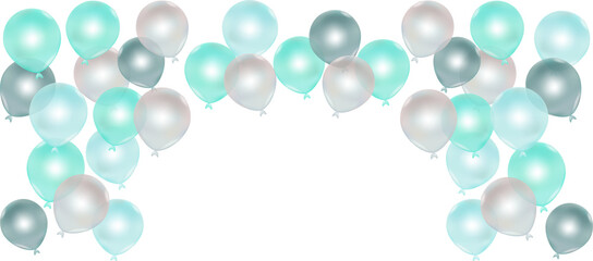 Blue , Green and white balloon and ribbon for New Year, Christmas , Brithday on vector design.