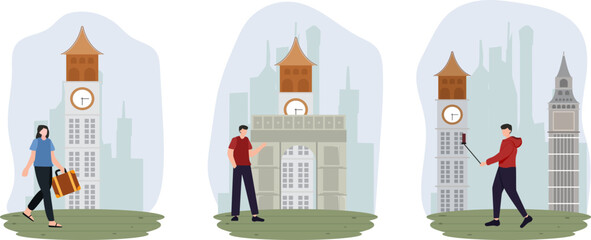 Flat Bundle Travel Destination Design Illustration