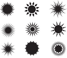 Collection of sun flower isolated vector Silhouettes