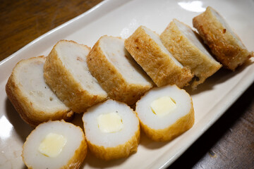 日本の北海道小樽市のとても美味しいかまぼこ