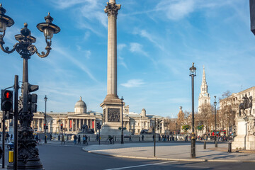 Nelson's Column is a monument in Trafalgar Square in the City of Westminster, Central London	
 - obrazy, fototapety, plakaty