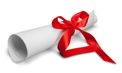 Document with Red Ribbon