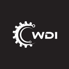 WDI letter technology logo design on black background. WDI creative initials letter IT logo concept. WDI setting shape design.
