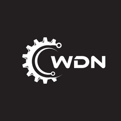 WDN letter technology logo design on black background. WDN creative initials letter IT logo concept. WDN setting shape design.

