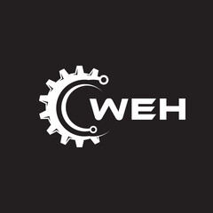 WEH letter technology logo design on black background. WEH creative initials letter IT logo concept. WEH setting shape design.

