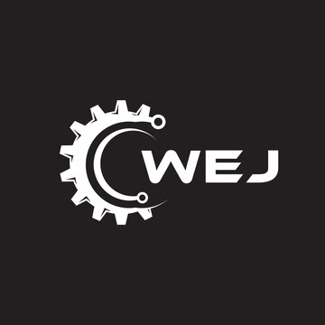 WEJ letter technology logo design on black background. WEJ creative initials letter IT logo concept. WEJ setting shape design.
