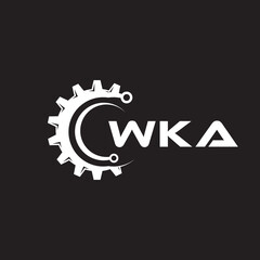 WKA letter technology logo design on black background. WKA creative initials letter IT logo concept. WKA setting shape design.
