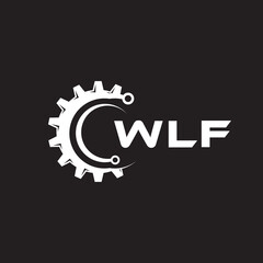 WLF letter technology logo design on black background. WLF creative initials letter IT logo concept. WLF setting shape design.
