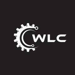 WLC letter technology logo design on black background. WLC creative initials letter IT logo concept. WLC setting shape design.
