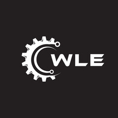 WLE letter technology logo design on black background. WLE creative initials letter IT logo concept. WLE setting shape design.
