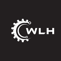 WLH letter technology logo design on black background. WLH creative initials letter IT logo concept. WLH setting shape design.
