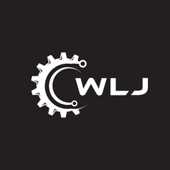 WLJ letter technology logo design on black background. WLJ creative initials letter IT logo concept. WLJ setting shape design.
