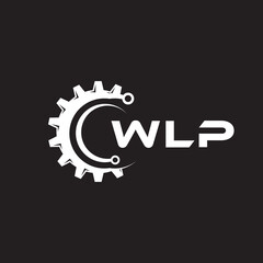 WLP letter technology logo design on black background. WLP creative initials letter IT logo concept. WLP setting shape design.
