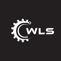 WLS letter technology logo design on black background. WLS creative initials letter IT logo concept. WLS setting shape design.
