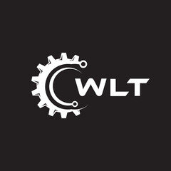 WLT letter technology logo design on black background. WLT creative initials letter IT logo concept. WLT setting shape design.
