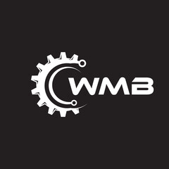 WMB letter technology logo design on black background. WMB creative initials letter IT logo concept. WMB setting shape design.
